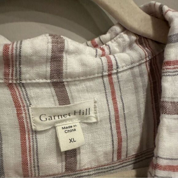 GARNET HILL Linen Shirt Top Women XL Linen Button Down Long Sleeve Lagenlook - Picture 6 of 10